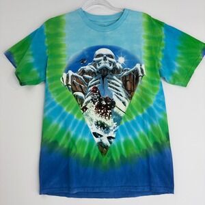 Vintage 1997 Grateful Dead T-Shirt Mens M Blue Green Tie-Dye Heli Skiing‎ Sundog